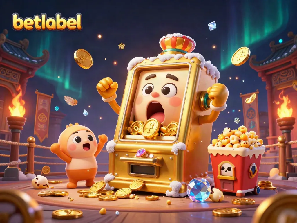 Engage with betlabel as golden slot machines celebrate winning jackpots amidst a lively casino backdrop.